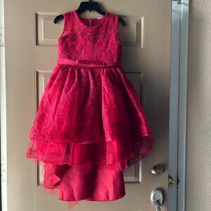 Girls Red Formal Dress 10-12 Party Wedding Holiday Gown Elegant Special Occasion